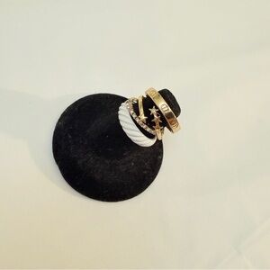 Gold and White Ring Set size 7 4 pieces midi
